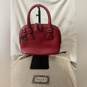 Authentic Gucci Small Red Pebbled Leather Dome Satchel Bag – Excellent w/ COA